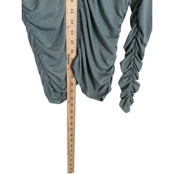 Anthropologie Joie Ruched Top Medium Gray V-Neck Long Sleeve Draped Blouse M - Picture 6 of 7